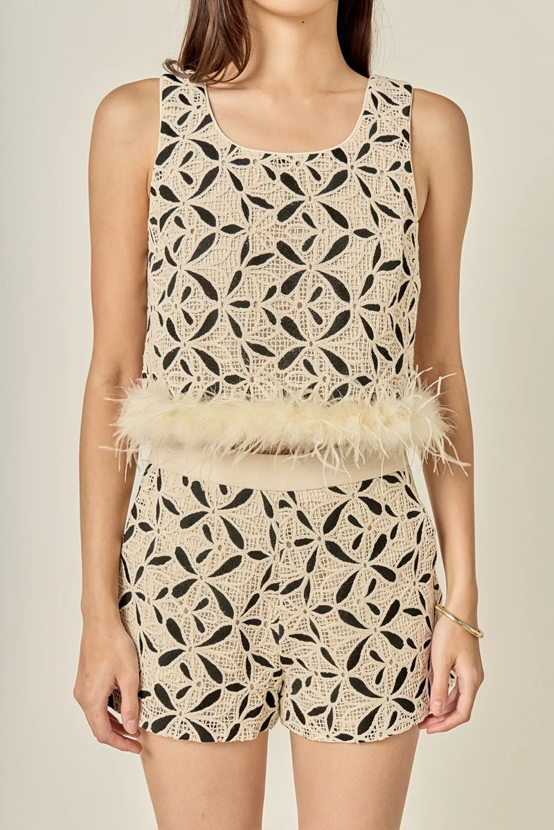 Crochet Lace Feather Top