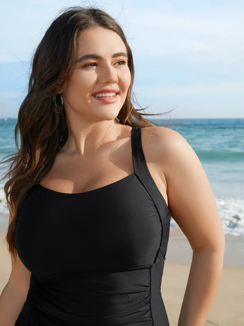Plain Back Crisscross Swim Top