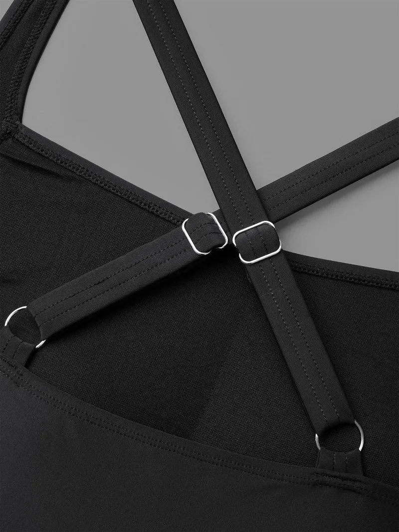 Plain Back Crisscross Swim Top