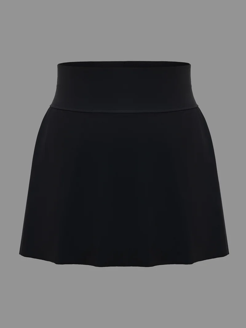 Solid Pocket Flared Swim Skirt