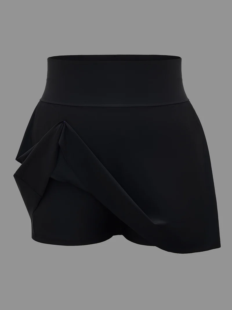 Solid Pocket Flared Swim Skirt