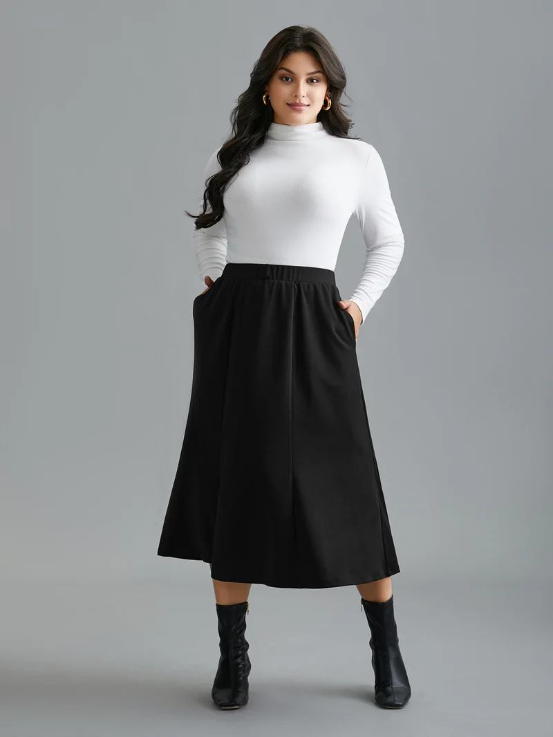 Elastic Waist Fishtail Maxi Skirt