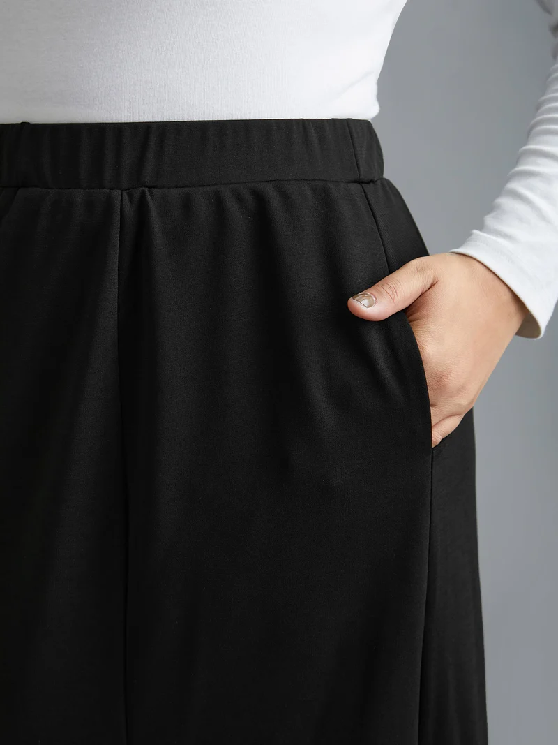 Elastic Waist Fishtail Maxi Skirt