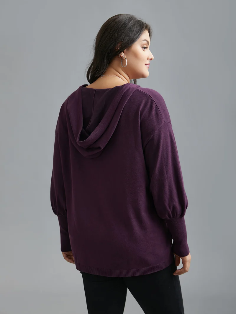 Drop Shoulder Slim-Fit Hooded Pullover
