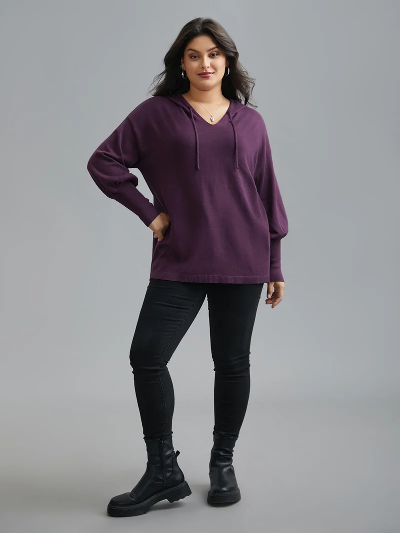 Drop Shoulder Slim-Fit Hooded Pullover