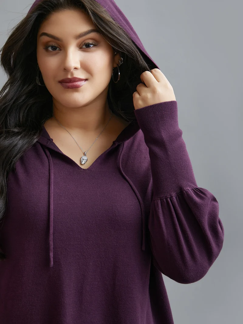 Drop Shoulder Slim-Fit Hooded Pullover
