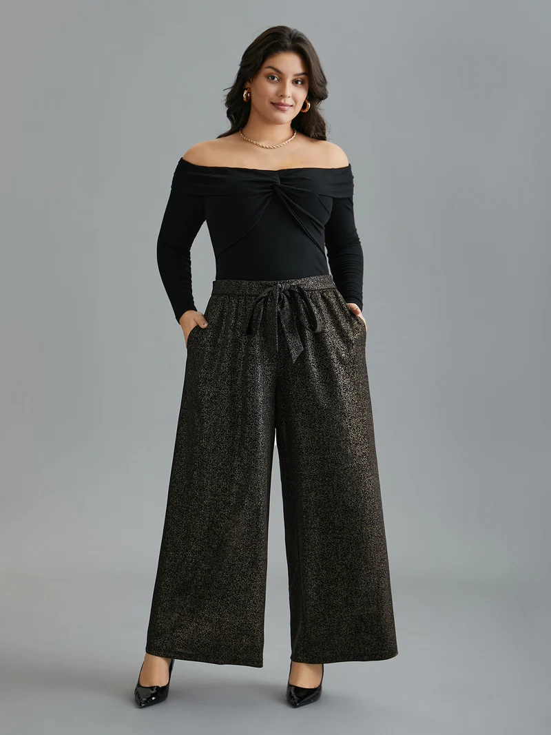 Glitter Adjustable Front-Tie Pants