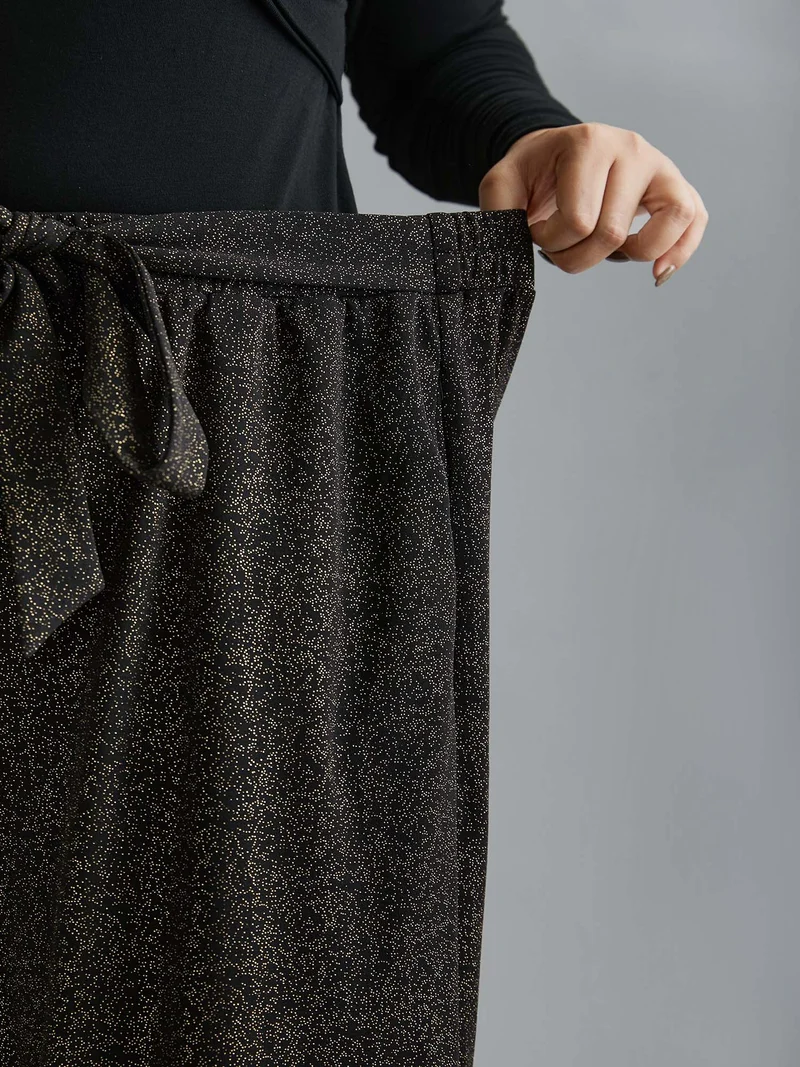 Glitter Adjustable Front-Tie Pants