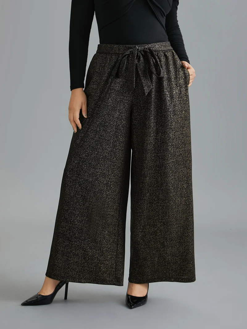 Glitter Adjustable Front-Tie Pants