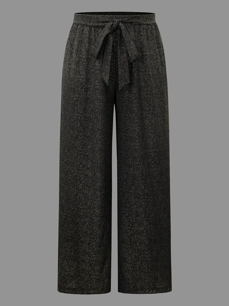 Glitter Adjustable Front-Tie Pants
