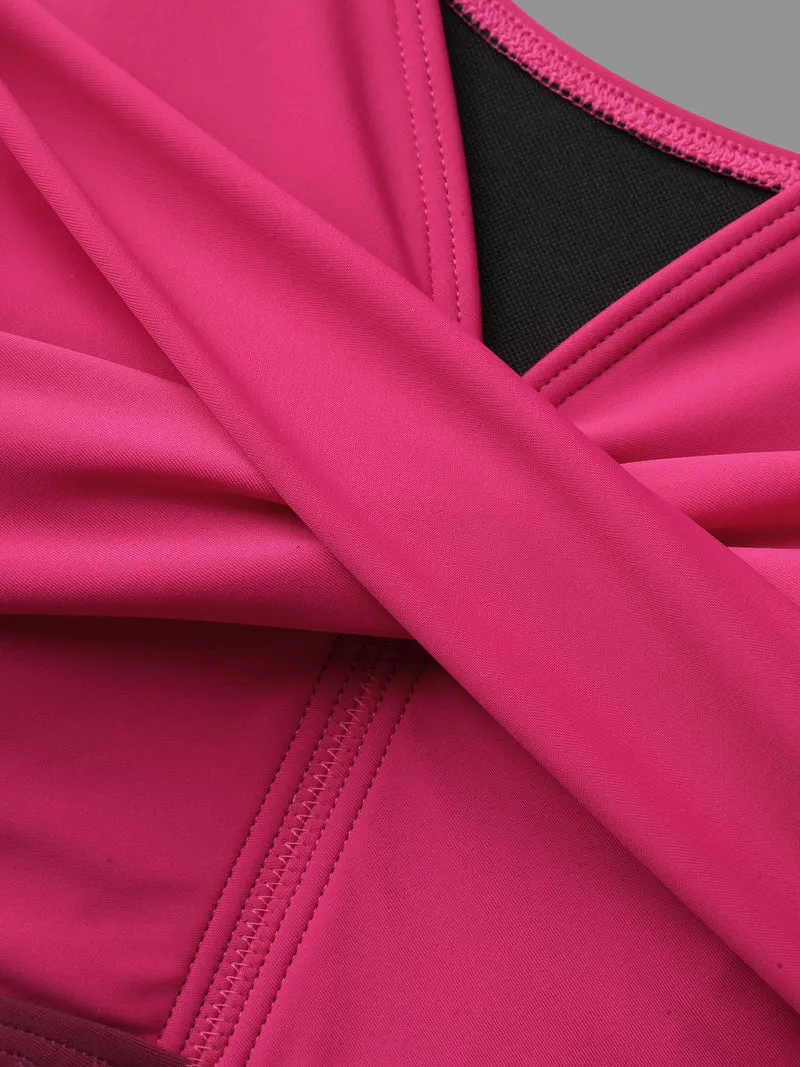 Color Block Tummy Control One-Piece Swimsuit