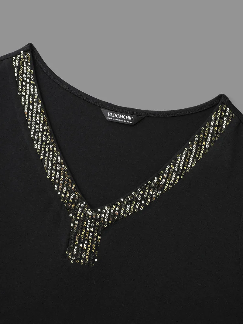 Supersoft Essentials Sequin V-Neck T-shirt