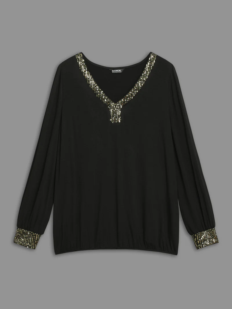 Supersoft Essentials Sequin V-Neck T-shirt