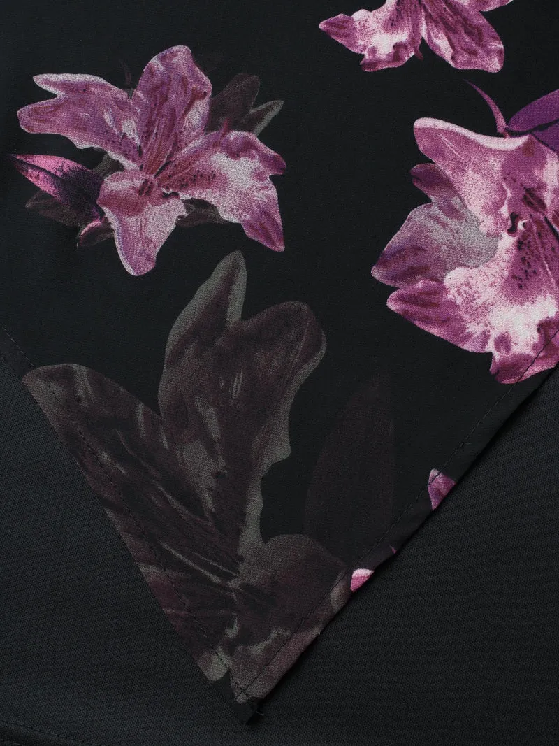 Floral Asymmetrical Sheer Dolman Sleeve Blouse