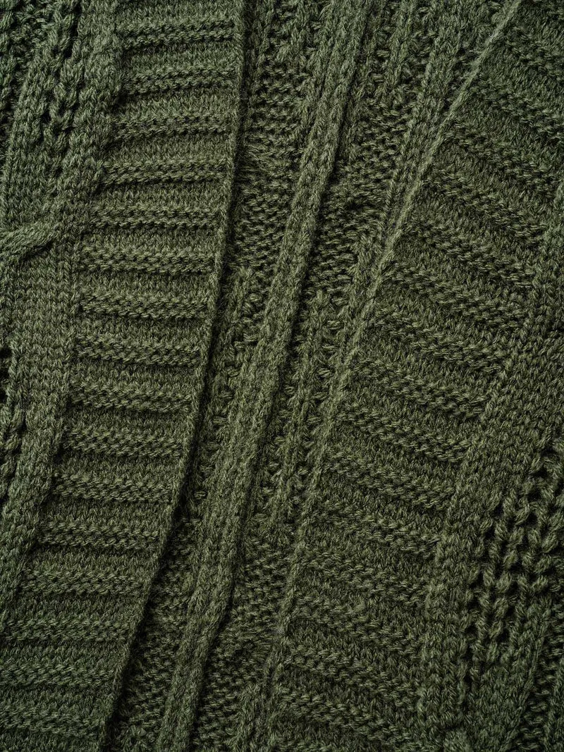 Curved Open-Front Dolman Sleeve Knit Cardigan