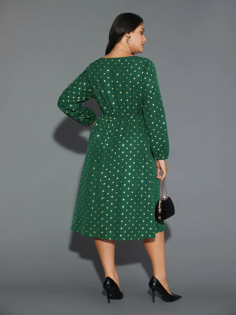 Glitter Polka Dot Heart Neckline Dress