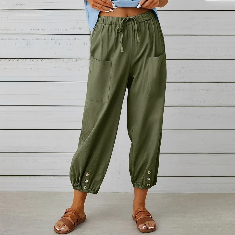Christa | Pantalon Femme Ample Raccourci Décontracté – Pantalon Cropped Léger 2026
