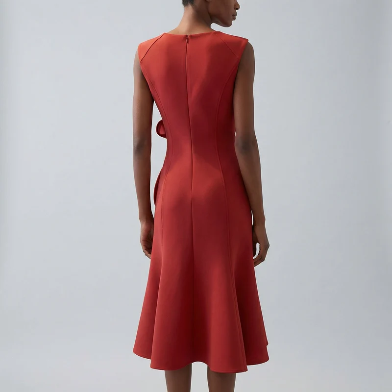 Robe portefeuille midi sans manches pour femme – Ourlet asymétrique, style élégant pour les fêtes d'été