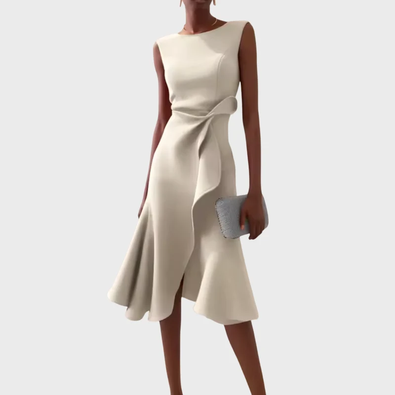 Robe portefeuille midi sans manches pour femme – Ourlet asymétrique, style élégant pour les fêtes d'été