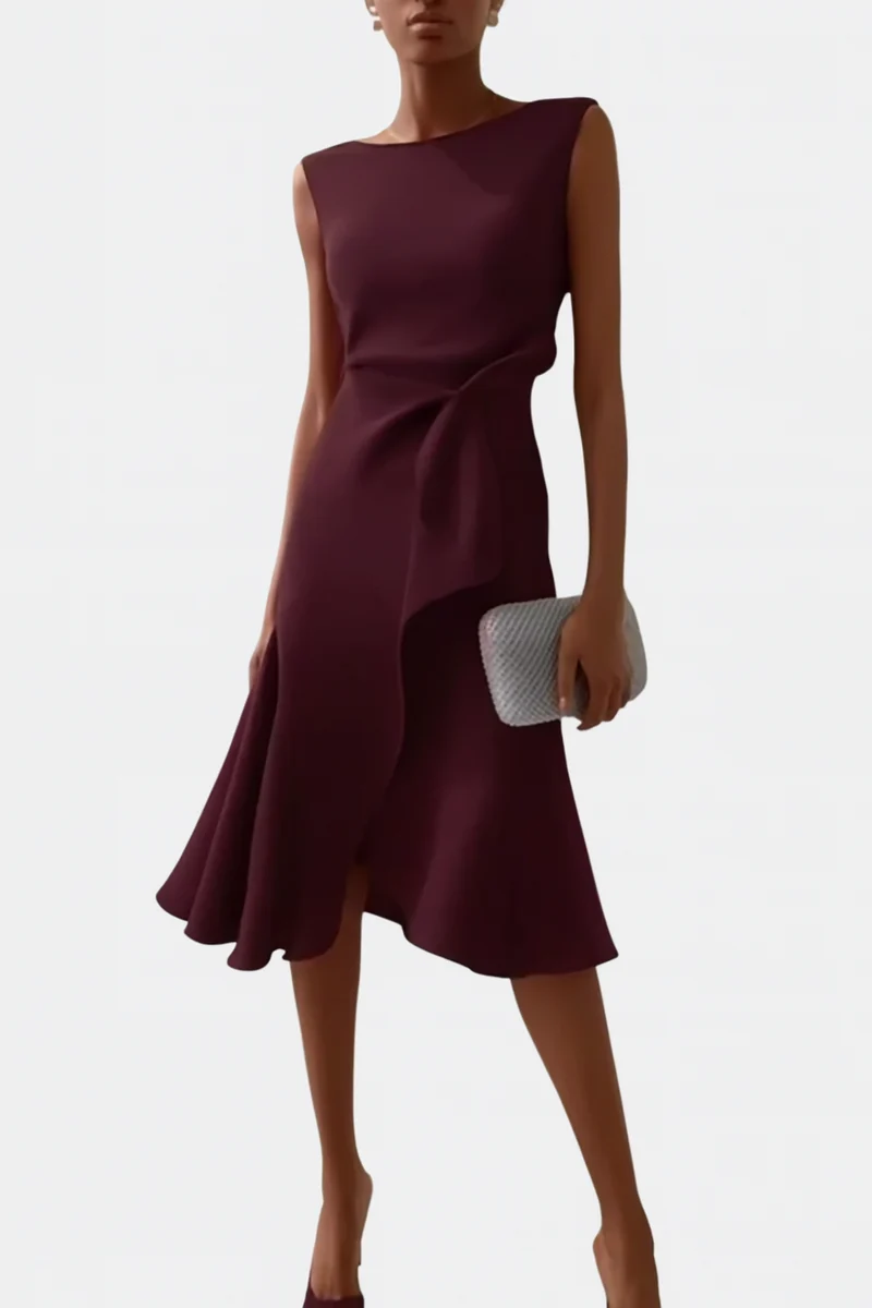 Robe portefeuille midi sans manches pour femme – Ourlet asymétrique, style élégant pour les fêtes d'été