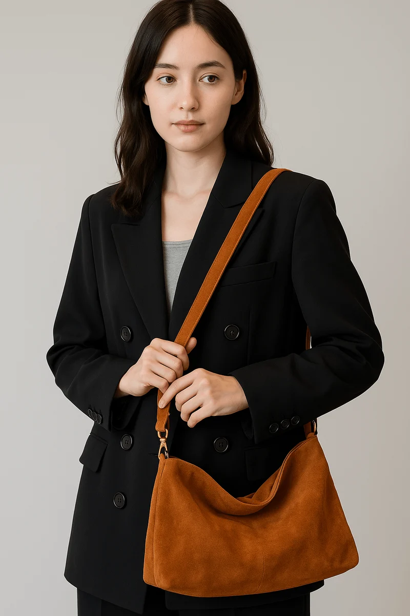 Sac bandoulière en daim pour femme – Élégant et stylé au quotidien, idéal pour les voyages et le travail