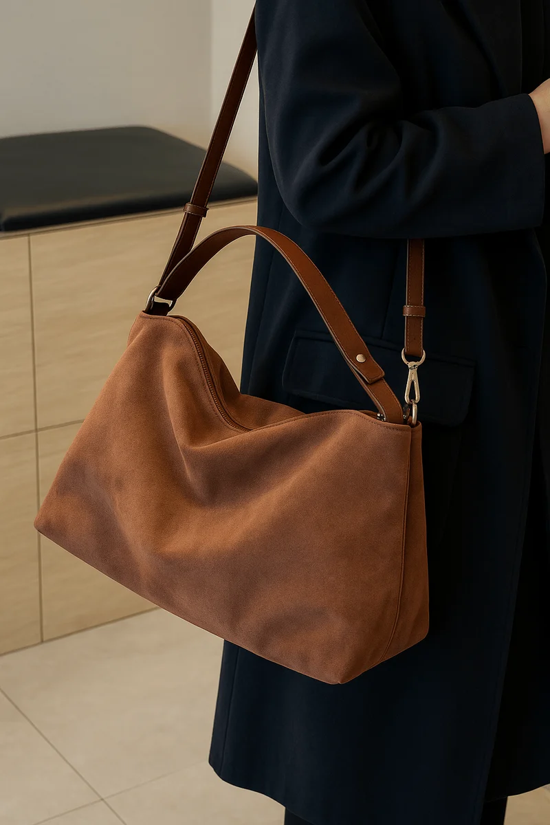 Sac bandoulière en daim pour femme – Élégant et stylé au quotidien, idéal pour les voyages et le travail