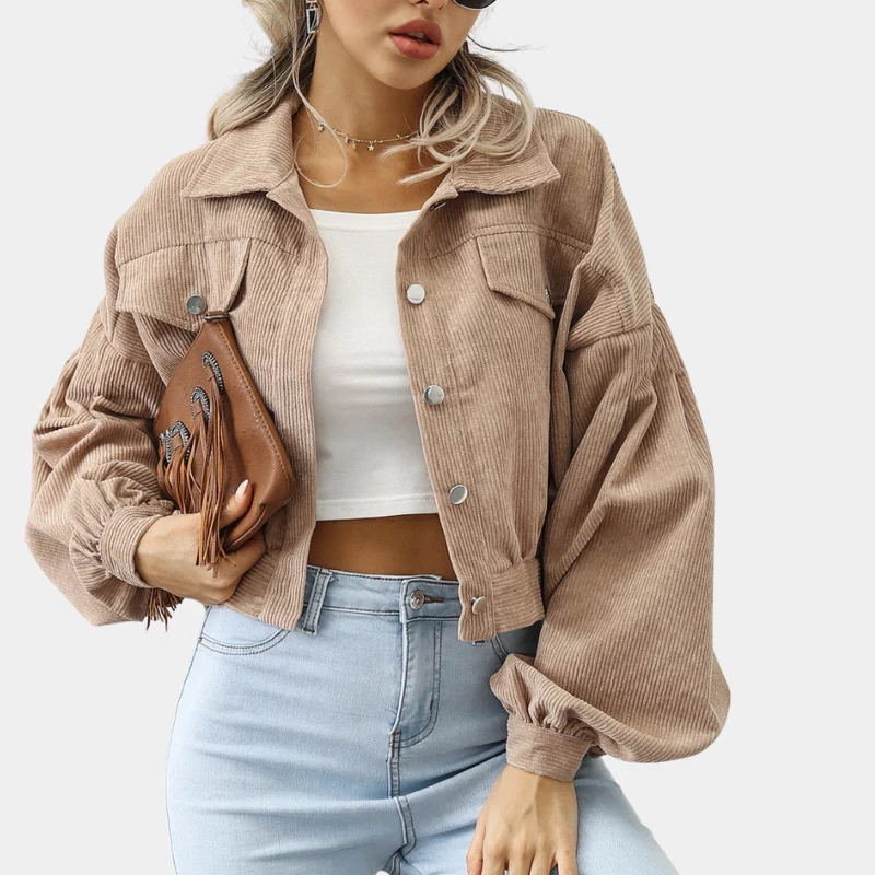 Veste Courte Femme à Manches Lanternes – Chaleur Stylée pour les Journées Fraîches