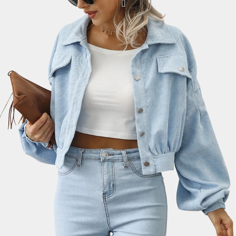 Veste Courte Femme à Manches Lanternes – Chaleur Stylée pour les Journées Fraîches