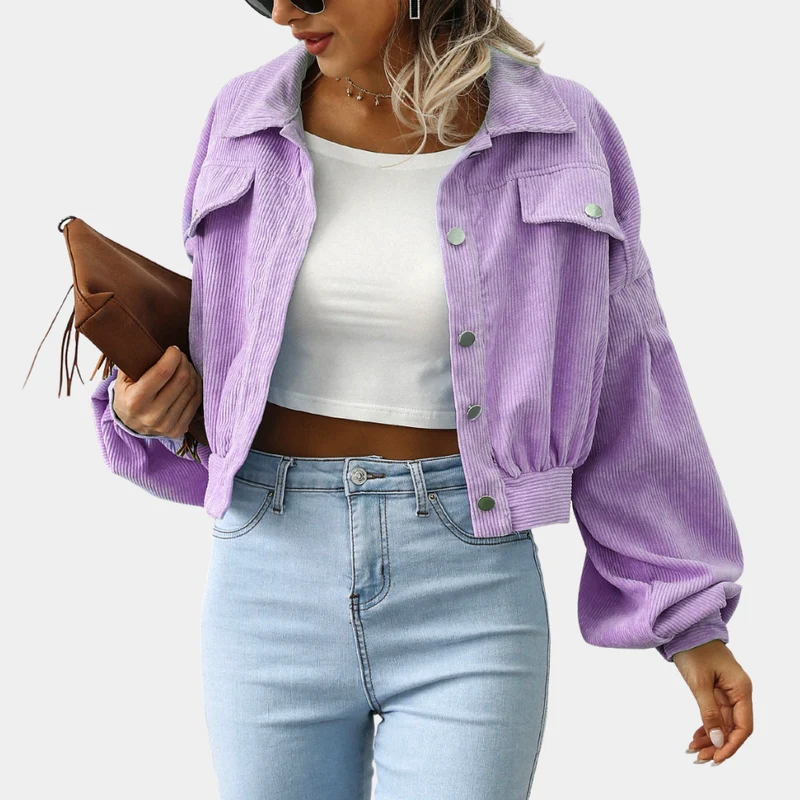 Veste Courte Femme à Manches Lanternes – Chaleur Stylée pour les Journées Fraîches