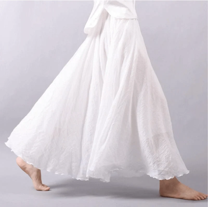 Jupe Longue en Lin Femme – Jupe Maxi Fluide Coupe A Bohème
