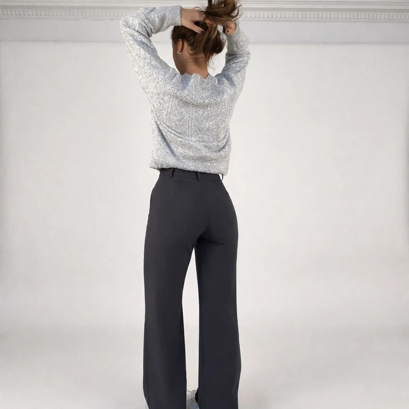 Pantalon Taille Haute Femme – Coupe Droite Élégante et Polyvalente