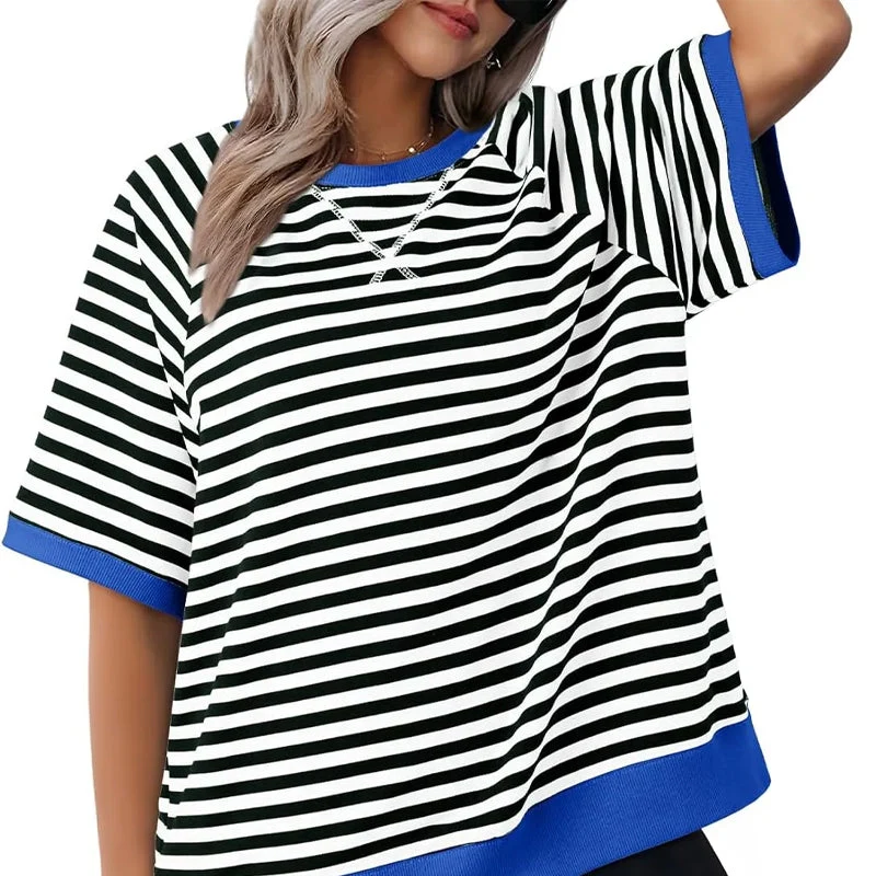 T-shirt rayé pour femme – Un style estival décontracté et confortable pour tous les jours