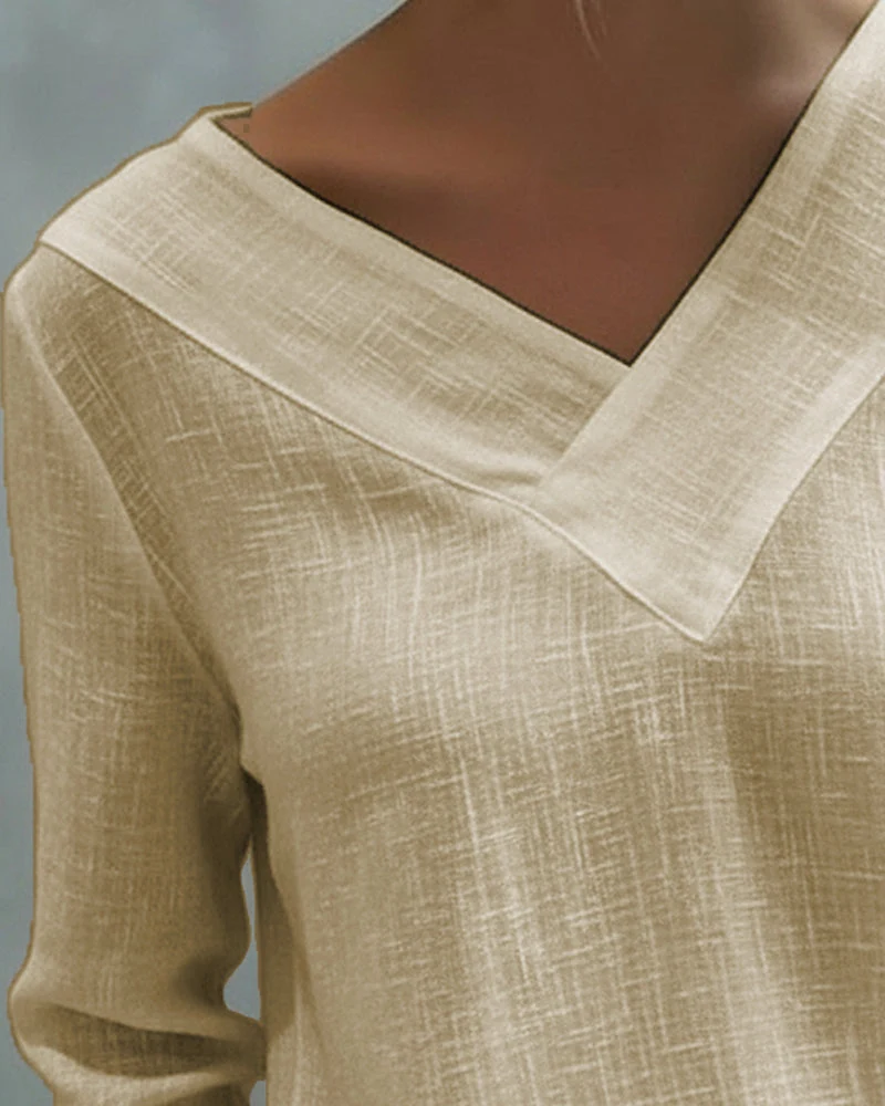 Haut élégant pour femme – Col en V asymétrique, style chic pour le travail et les soirées