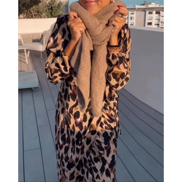 Robe imprimé léopard pour femme – Col en V, style estival décontracté et sexy