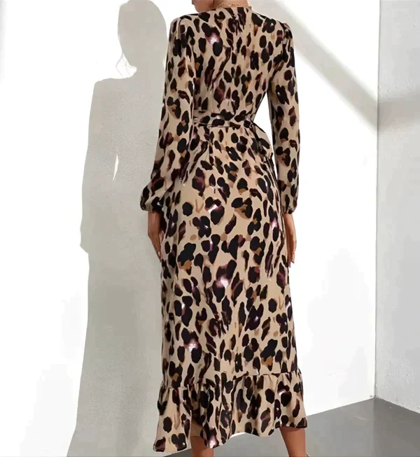 Robe imprimé léopard pour femme – Col en V, style estival décontracté et sexy