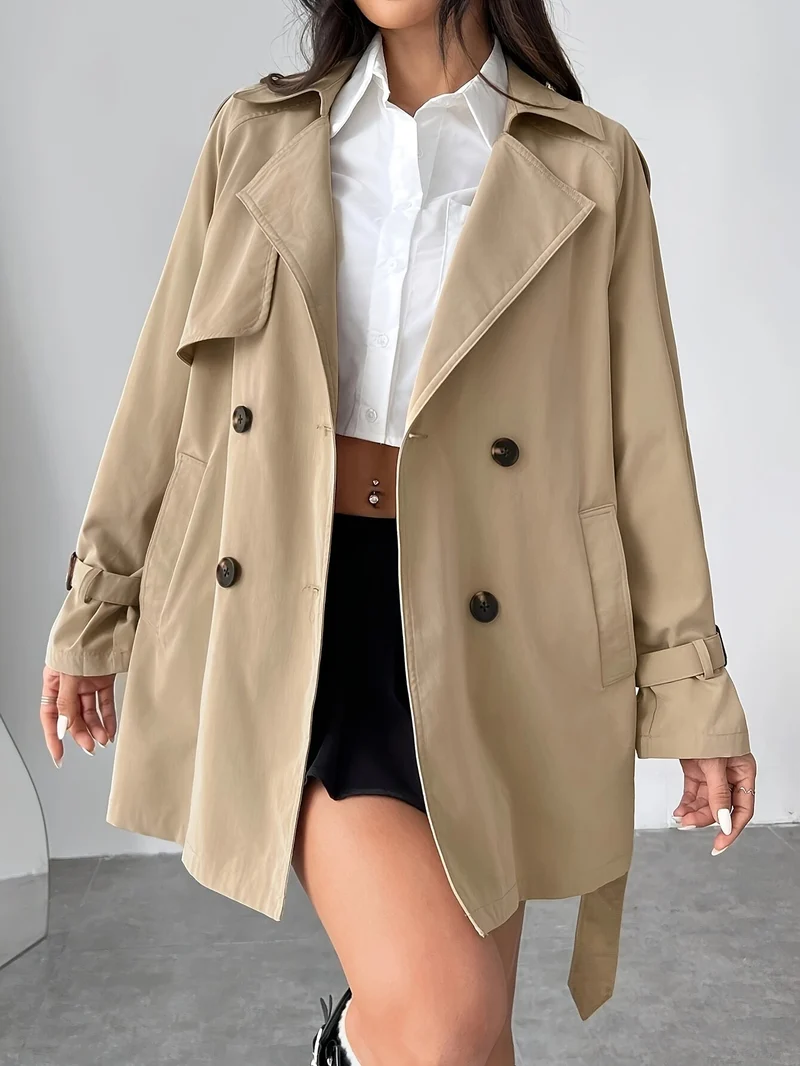 Manteau Trench Femme à Double Boutonnage – Style Classique Élégant