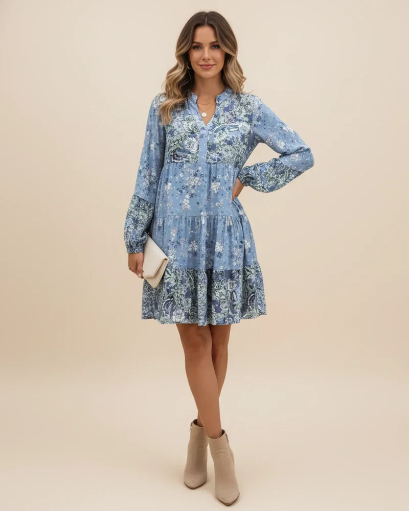 Robe Mini Fleurie Femme – Élégance Boho-Chic à Volants