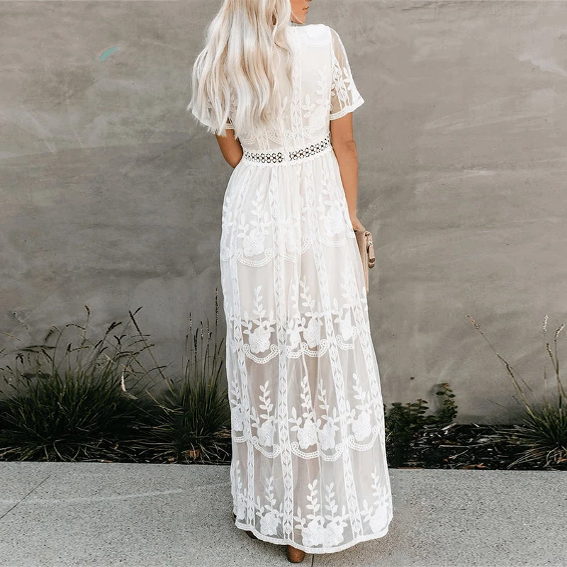 Robe Maxi Femme à Col V – Élégance Fluide et Confort