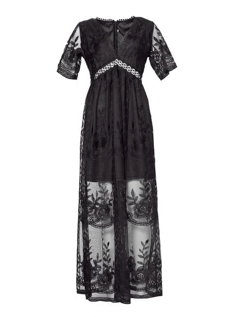 Robe Maxi Femme à Col V – Élégance Fluide et Confort