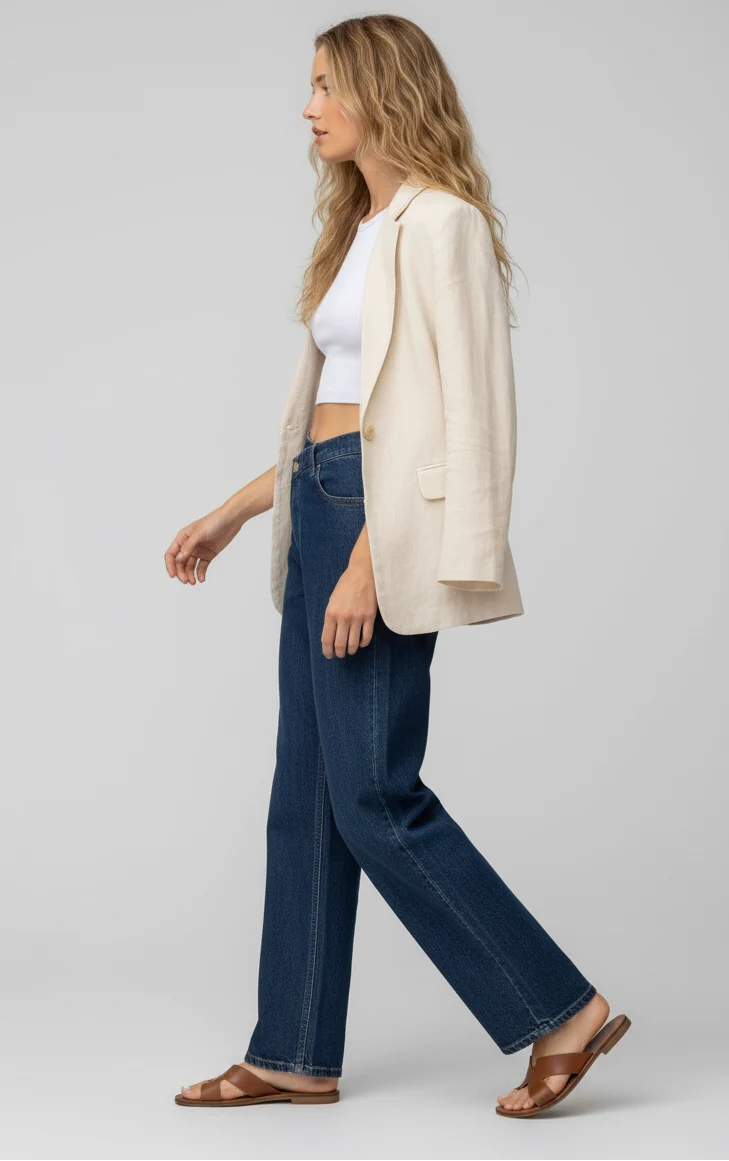 Laure | Femme Jean Droit Taille Haute Style Élégant – Jean Droit Chic 2026