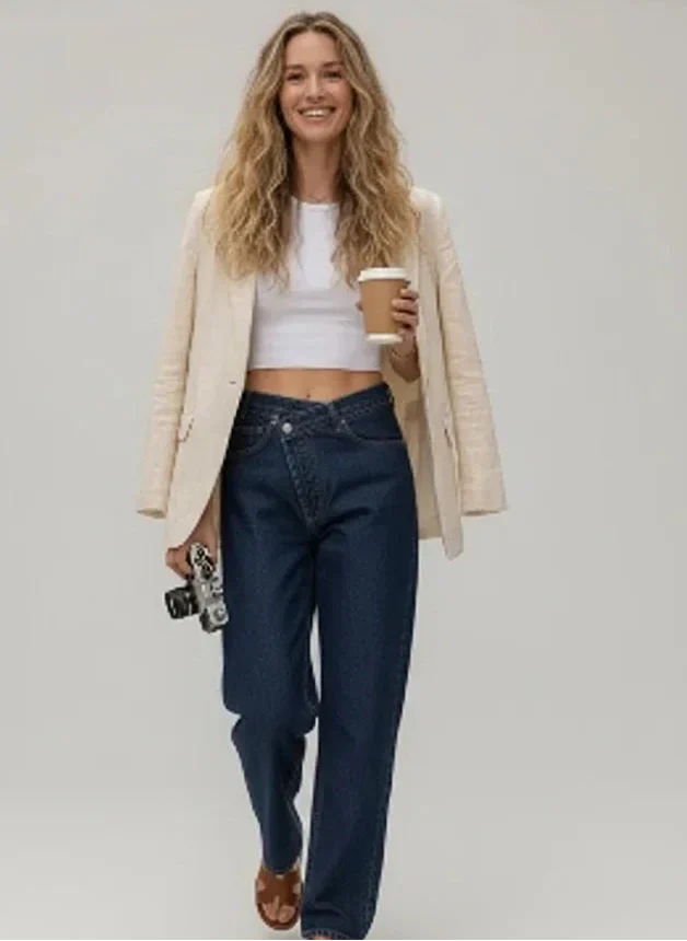 Laure | Femme Jean Droit Taille Haute Style Élégant – Jean Droit Chic 2026