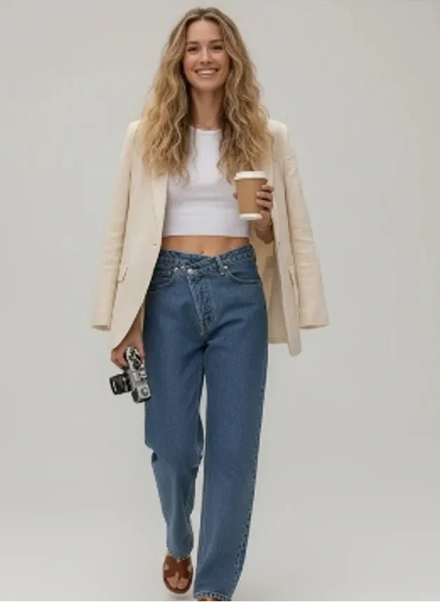 Laure | Femme Jean Droit Taille Haute Style Élégant – Jean Droit Chic 2026