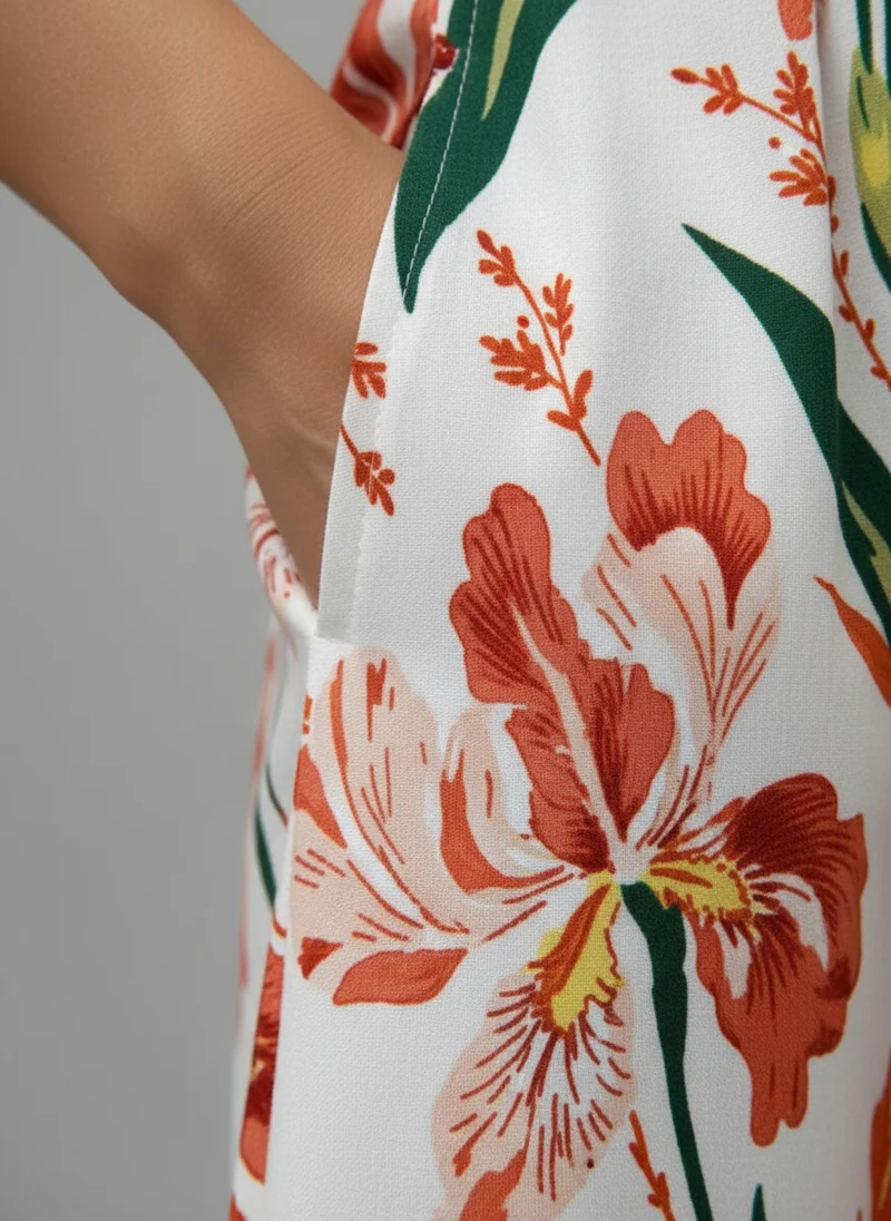 Juliette | Femme Robe d'Été Imprimée Manches Courtes Fluide – Robe Été Chic 2026