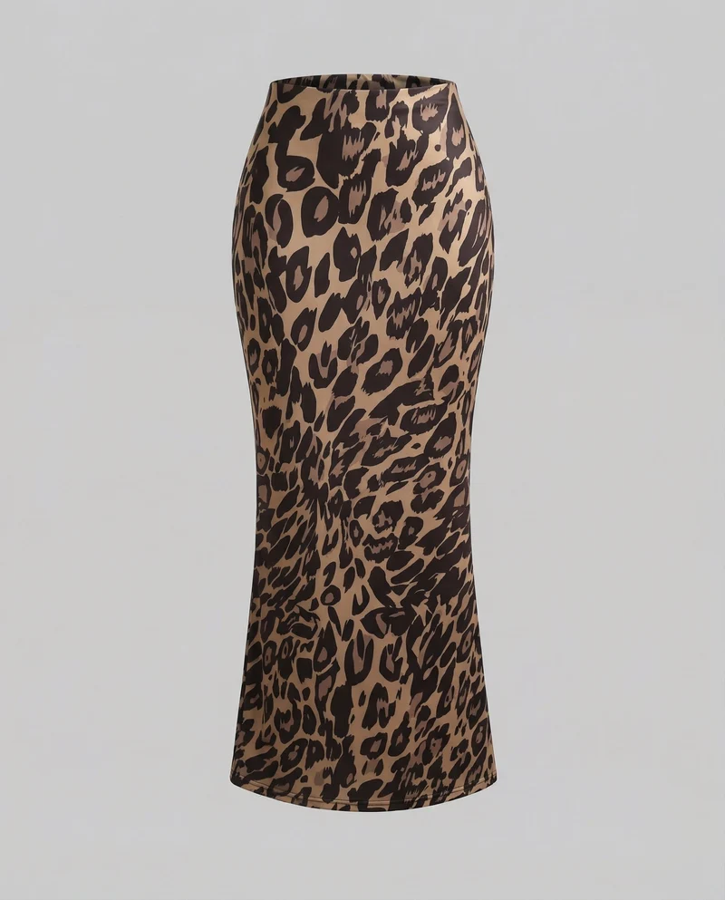 Lucie | Femme Jupe Maxi Satinée Motif Léopard – Jupe Maxi Léopard Satin 2026