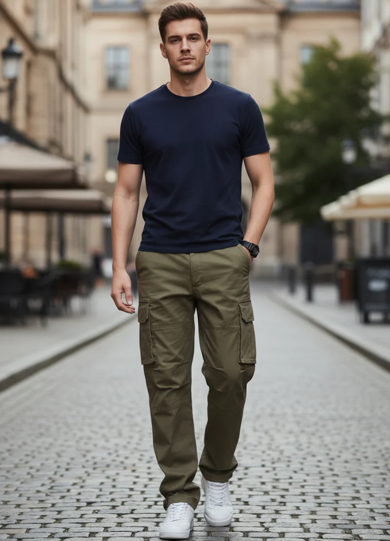 Nicolas | Homme Pantalon Cargo Utilitaire Coton Multi-Poches – Cargo Homme 2026