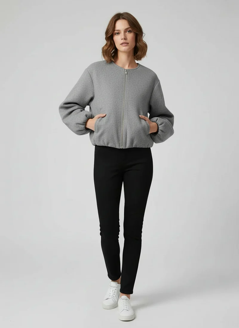Philippine | Femme Veste Bomber Croppée Fleece Douce – Bomber Cropped Tendance 2026