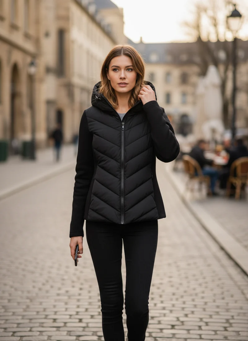 Rébecca | Femme Veste Patchwork Capuche Coton – Veste Patchwork Casual Chic 2026