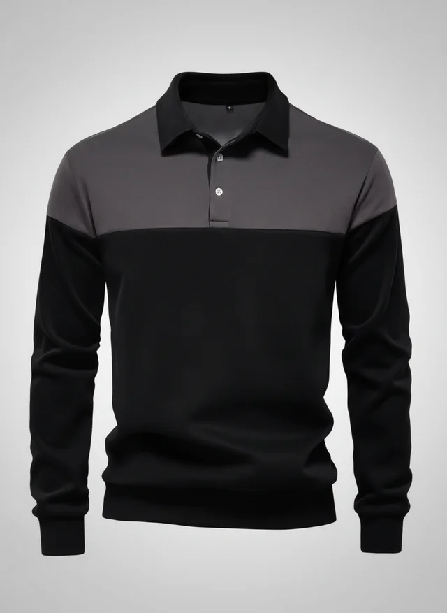 Tristan | Homme Sweatshirt Col Polo Patchwork Manches Longues – Sweat Premium 2026
