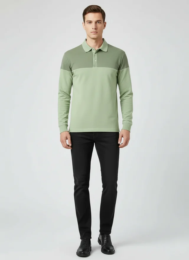 Tristan | Homme Sweatshirt Col Polo Patchwork Manches Longues – Sweat Premium 2026