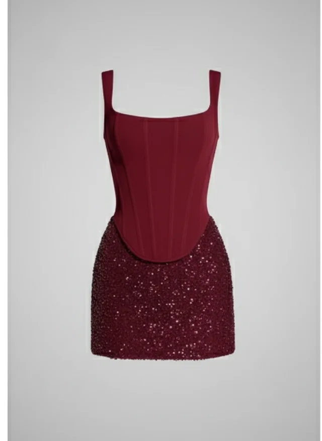 Tiffanie | Femme Robe Mini Sequins Dos Nu Coupe Slim – Robe Paillettes Soirée 2026